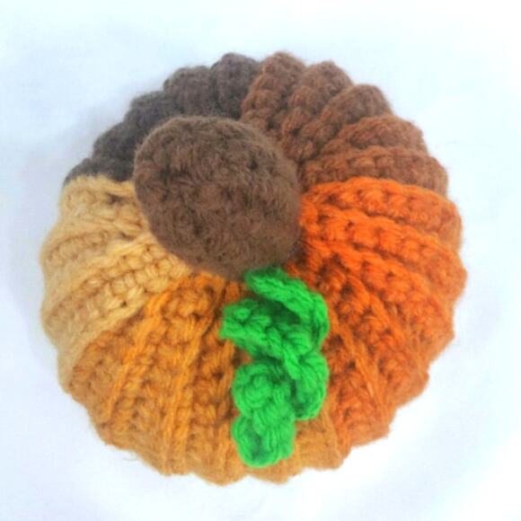 Hand Crafted Stuffed Crochet Pumpkin Fall Colors Medium Sz Home Decor Seasonal - Picture 6 of 8